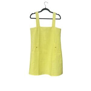 Taylor Tillman Tweed Yellow Metallic Threads Pastel Sleeveless Dress Size M